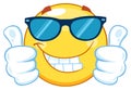 Smiling Yellow Emoticon Cartoon Mascot Character With Sunglasses