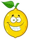 Smiling Yellow Lemon Fruit Cartoon Emoji Face Character With Funny Expression Royalty Free Stock Photo