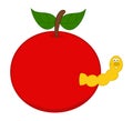 Smiling yellow maggot coming out of a juicy red cherry - vector Royalty Free Stock Photo