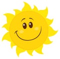 Smiling Yellow Simple Sun Cartoon Mascot Character