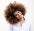 Smiling young african american woman with curly hair Royalty Free Stock Photo