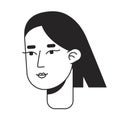 Smiling young asian woman with chin length hair monochrome flat linear character head Royalty Free Stock Photo