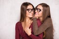 Smiling young beautiful twins. Royalty Free Stock Photo