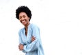 Smiling young black woman standing with her arms crossed Royalty Free Stock Photo