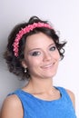 Smiling young brunette woman with wreath Royalty Free Stock Photo
