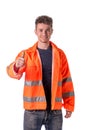 Smiling young construction or road worker