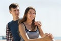 Smiling young couple running outdoor Royalty Free Stock Photo