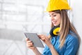 Smiling young female construction worker Royalty Free Stock Photo