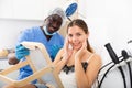 Smiling young female patient happy after cosmetological procedure Royalty Free Stock Photo