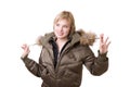 Smiling young girl in a jacket Royalty Free Stock Photo