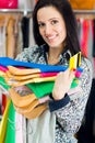 Smiling young girl shopping with credit card Royalty Free Stock Photo