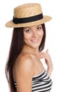 Smiling young girl in a straw hat Royalty Free Stock Photo