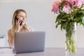 Smiling young girl talking on mobile phone Royalty Free Stock Photo