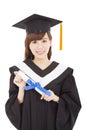 Smiling Young graduate girl student with diploma Royalty Free Stock Photo