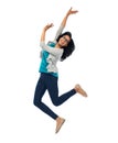 Smiling young indian woman jumping in air Royalty Free Stock Photo