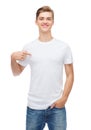 Smiling young man in blank white t-shirt