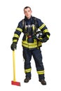 Smiling young man in firefighter uniform Royalty Free Stock Photo