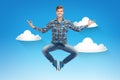 Smiling young man jumping in air Royalty Free Stock Photo