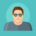 Smiling young man in sunglasses flat style icon Royalty Free Stock Photo