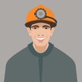 Smiling young miner vector illustration flat style front