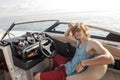 Smiling young sailor navigating in Caribbean sea