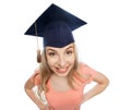 Smiling young student woman in mortarboard Royalty Free Stock Photo