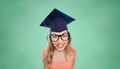 Smiling young student woman in mortarboard Royalty Free Stock Photo