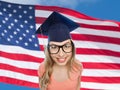 Smiling young student woman in mortarboard Royalty Free Stock Photo