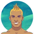 Smiling young tanned guy with a mohawk hairstyle