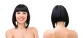 Smiling young woman front and back portrait