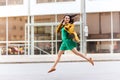 Smiling young woman or girl calling on smartphone Royalty Free Stock Photo