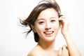 Smiling young Woman with hair motion Royalty Free Stock Photo