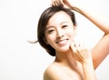 Smiling young Woman with hair motion Royalty Free Stock Photo