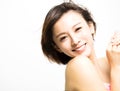Smiling young Woman with hair motion Royalty Free Stock Photo