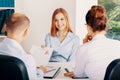 Young woman during interview in small start-up