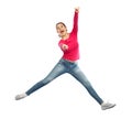 Smiling young woman jumping in air Royalty Free Stock Photo