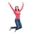 Smiling young woman jumping in air Royalty Free Stock Photo