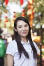 Smiling Young Woman In Nanluoguxiang, Beijing Royalty Free Stock Photo