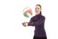 Smiling young woman playing volleyball Royalty Free Stock Photo