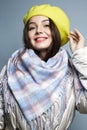 Smiling young woman in scarf and Hat Royalty Free Stock Photo