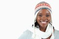 Smiling young woman with winter clothes on Royalty Free Stock Photo