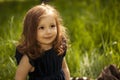 Smilling little girl on a grass Royalty Free Stock Photo