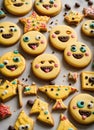 Smiley cookies with eyes with faces isolated. AI image