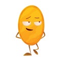 Smirk coin. Icon for the game apps interface. Cartoon image of funny golden coin with arms and legs, emotions on a white