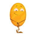 Smirk coin. Icon for the game apps interface. Cartoon image of funny golden coin with arms and legs, emotions on a white