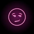 Smirk neon icon. Simple thin line, outline vector of emoji icons for ui and ux, website or mobile application