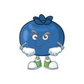 Smirking cartoon funny blueberry fruit with mascot