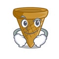 Smirking cartoon ice cream wafer cone