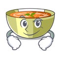 Smirking Cartoon lentil soup ready to served Royalty Free Stock Photo