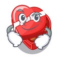 Smirking choclate heart box in shape mascot